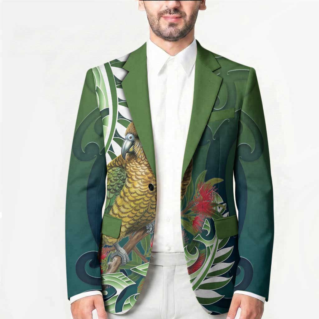 New Zealand Kea Bird Blazer With Maori Koru Fern - Polynesian Pride