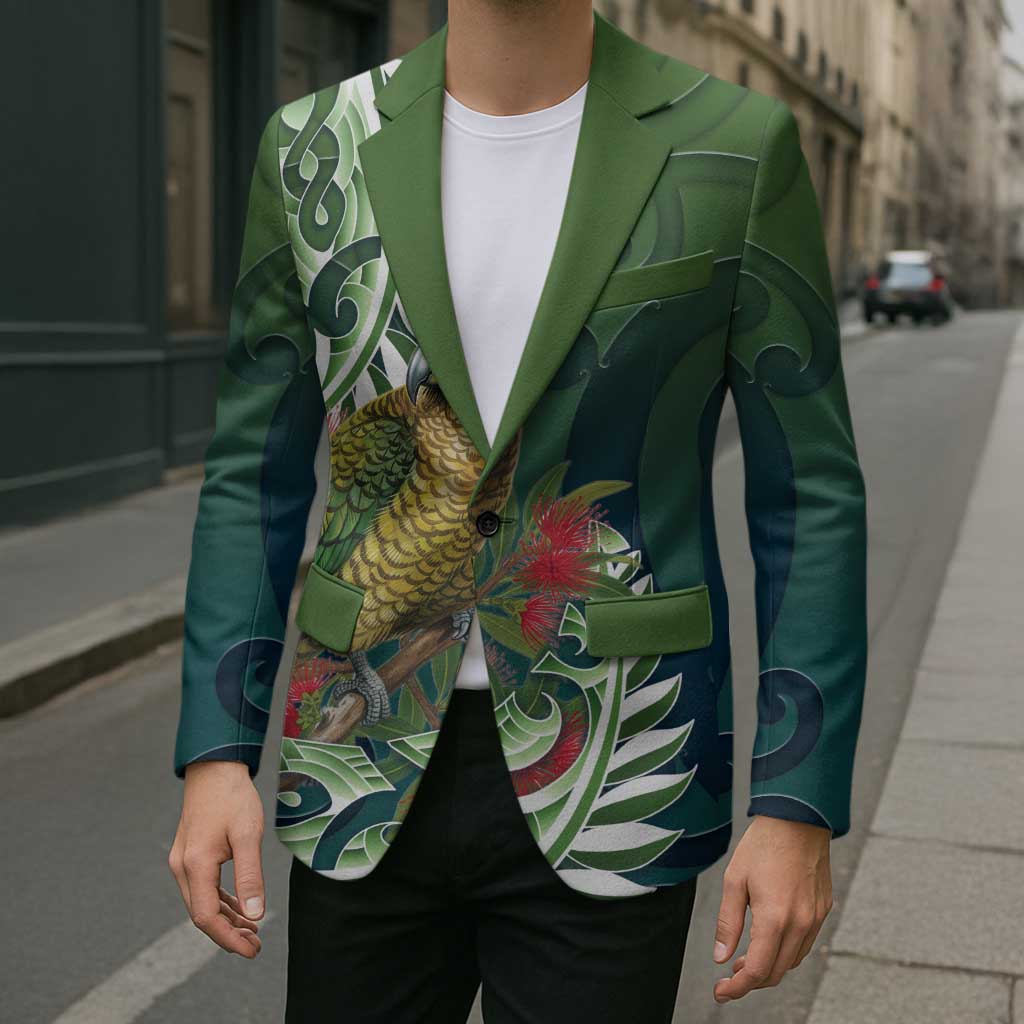 New Zealand Kea Bird Blazer With Maori Koru Fern - Polynesian Pride