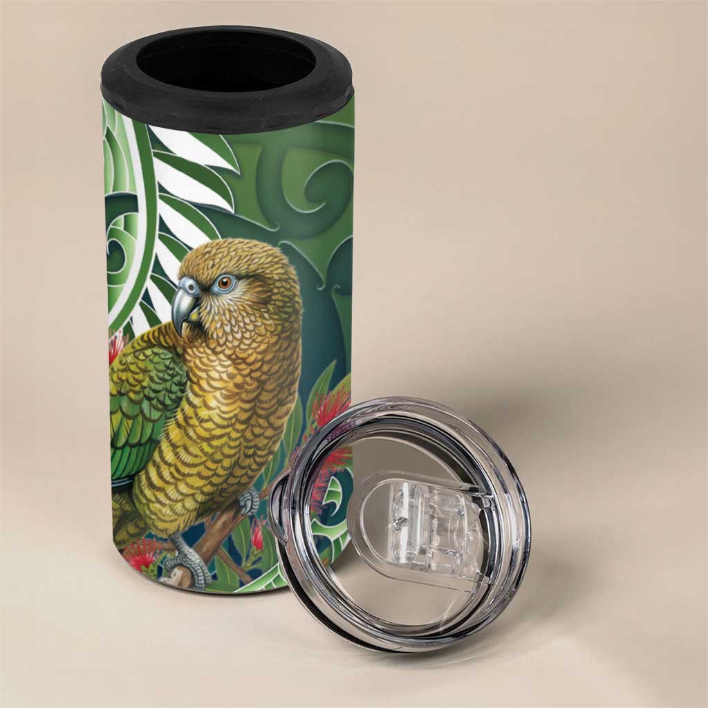New Zealand Kea Bird 4 in 1 Can Cooler Tumbler With Maori Koru Fern - Polynesian Pride