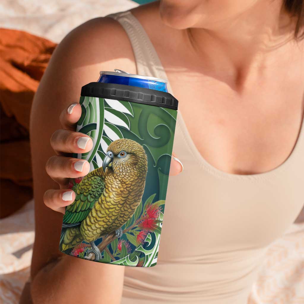 New Zealand Kea Bird 4 in 1 Can Cooler Tumbler With Maori Koru Fern - Polynesian Pride