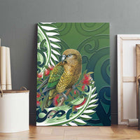 New Zealand Kea Bird Canvas Wall Art With Maori Koru Fern - Polynesian Pride
