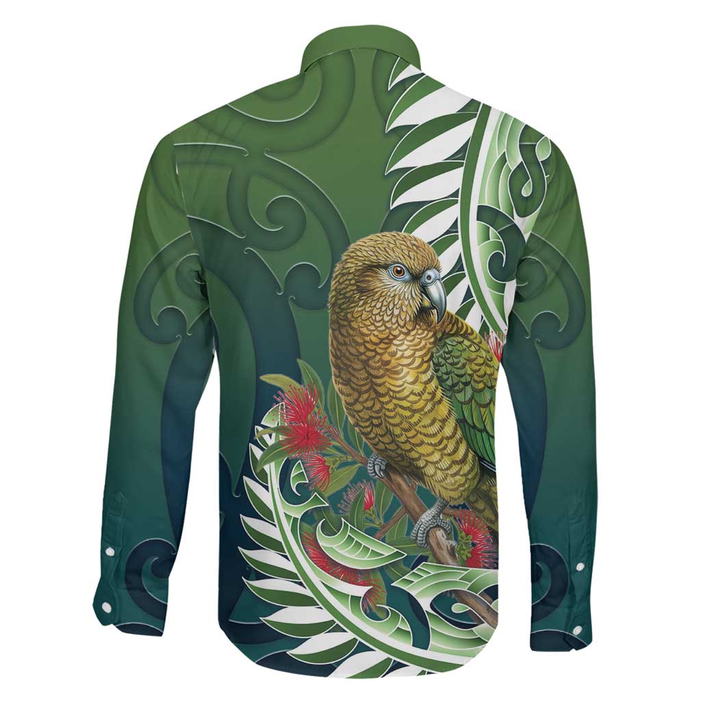 New Zealand Kea Bird Family Matching Off The Shoulder Long Sleeve Dress and Hawaiian Shirt With Maori Koru Fern - Polynesian Pride