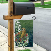 New Zealand Kea Bird Garden Flag With Maori Koru Fern - Polynesian Pride