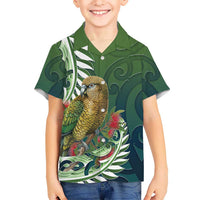 New Zealand Kea Bird Hawaiian Shirt With Maori Koru Fern - Polynesian Pride