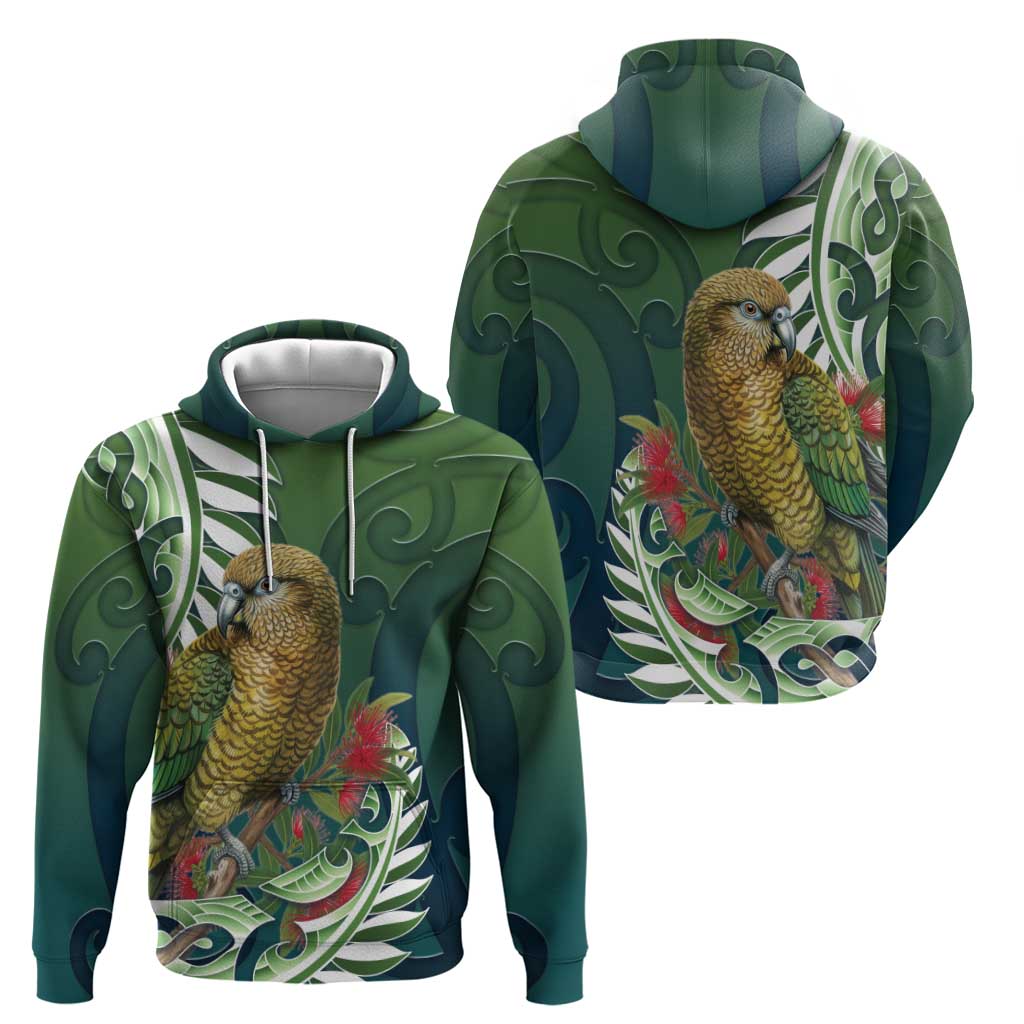 New Zealand Kea Bird Hoodie With Maori Koru Fern LT05 - Polynesian Pride