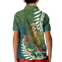 New Zealand Kea Bird Kid Polo Shirt With Maori Koru Fern LT05 - Polynesian Pride