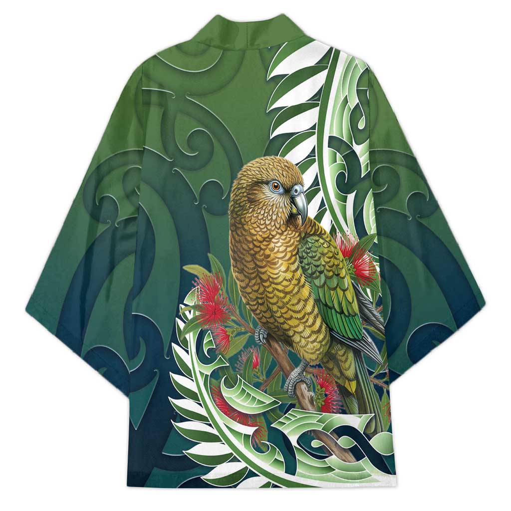 New Zealand Kea Bird Kimono With Maori Koru Fern LT05 - Polynesian Pride