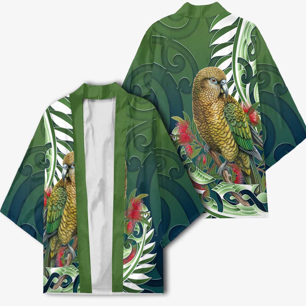 New Zealand Kea Bird Kimono With Maori Koru Fern LT05 - Polynesian Pride