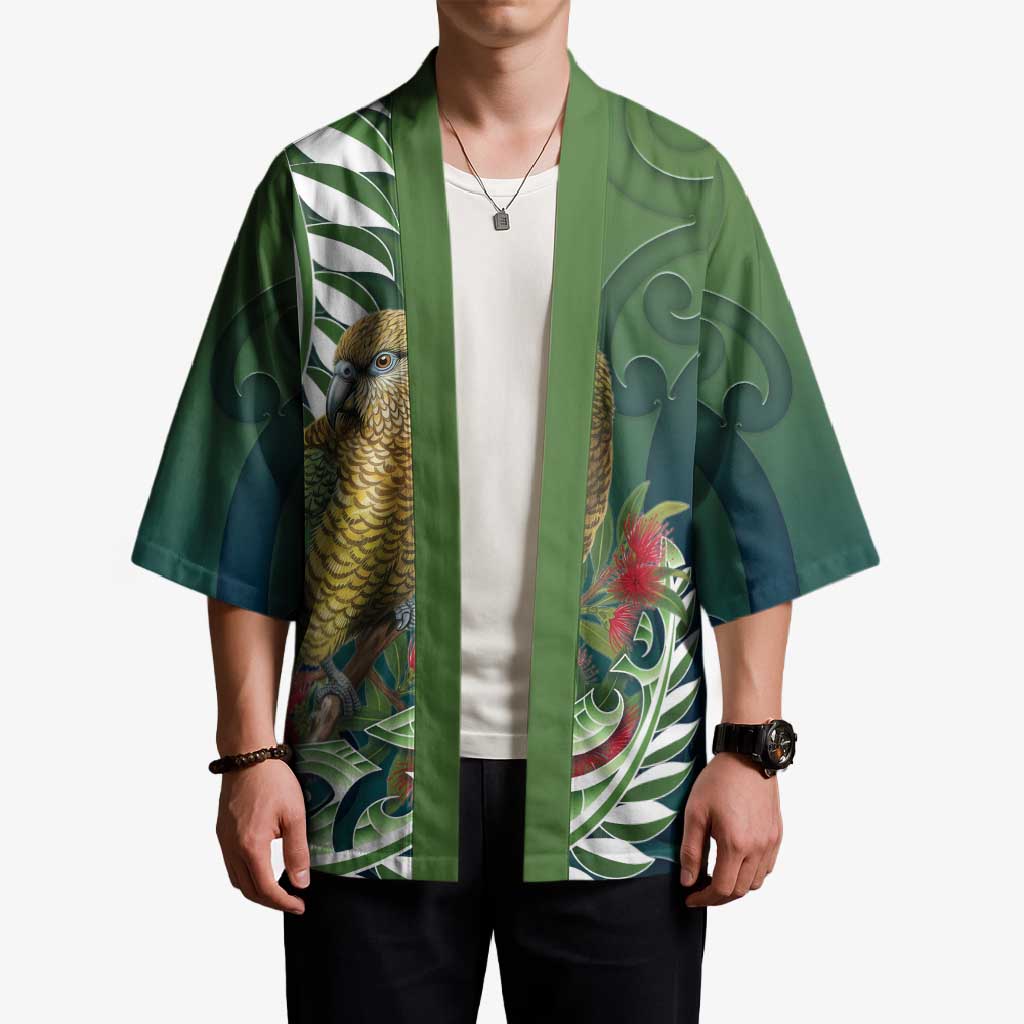 New Zealand Kea Bird Kimono With Maori Koru Fern LT05 - Polynesian Pride