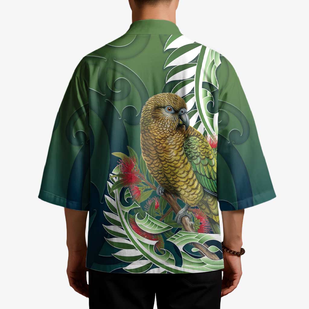 New Zealand Kea Bird Kimono With Maori Koru Fern LT05 - Polynesian Pride