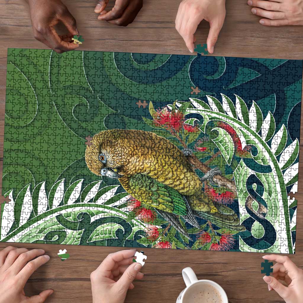 New Zealand Kea Bird Puzzle With Maori Koru Fern - Polynesian Pride