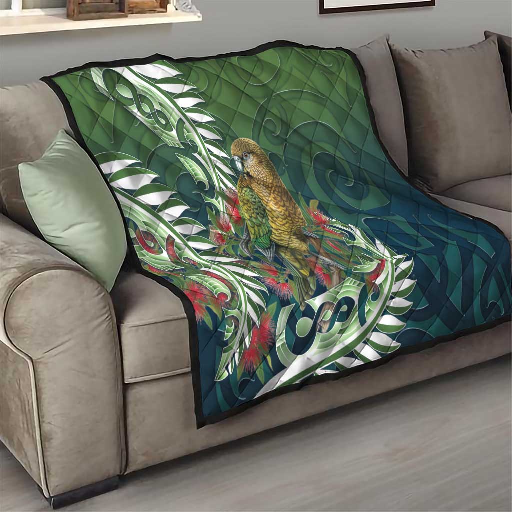 New Zealand Kea Bird Quilt With Maori Koru Fern LT05 - Polynesian Pride