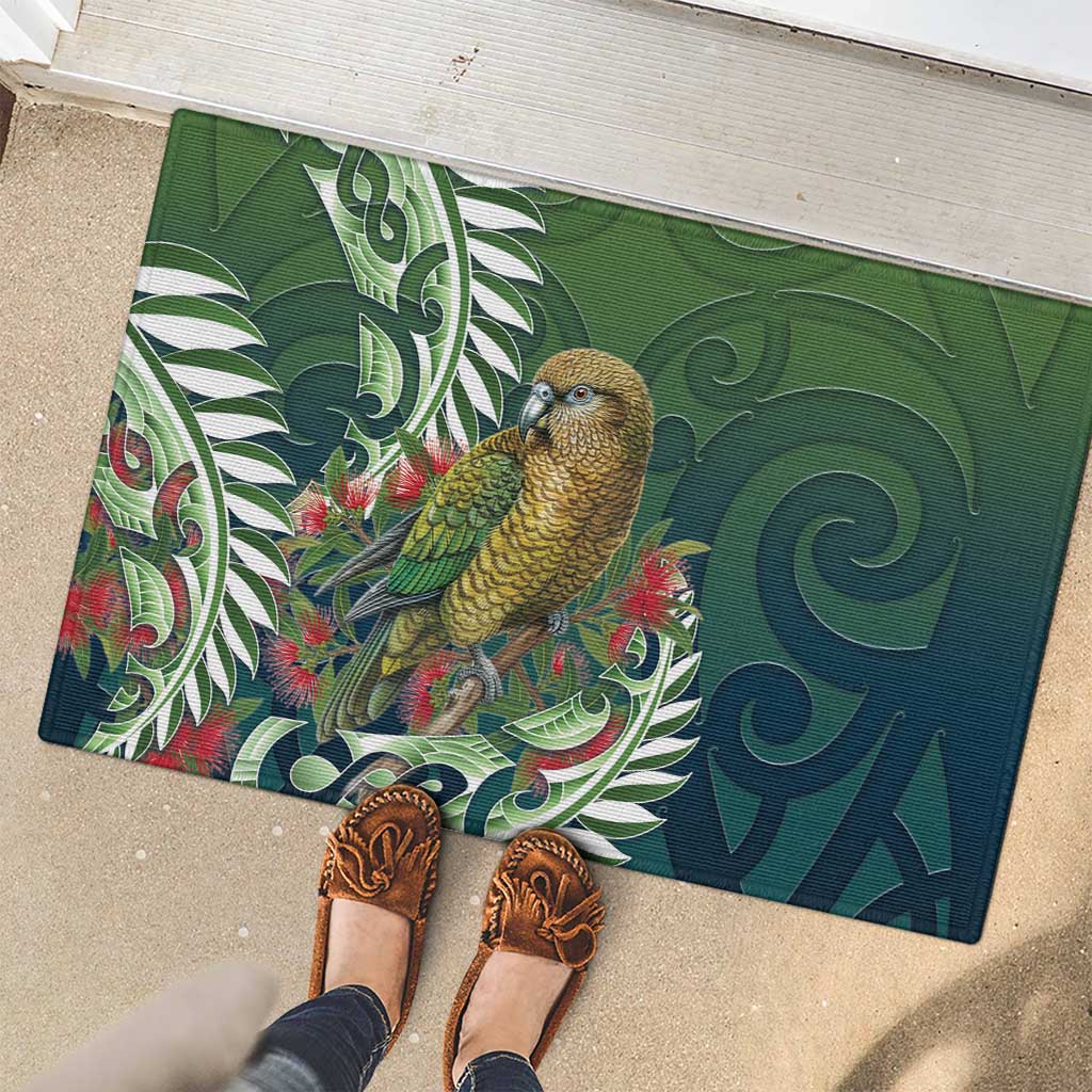 New Zealand Kea Bird Rubber Doormat With Maori Koru Fern - Polynesian Pride