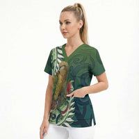 New Zealand Kea Bird Scrub Top With Maori Koru Fern LT05 - Polynesian Pride