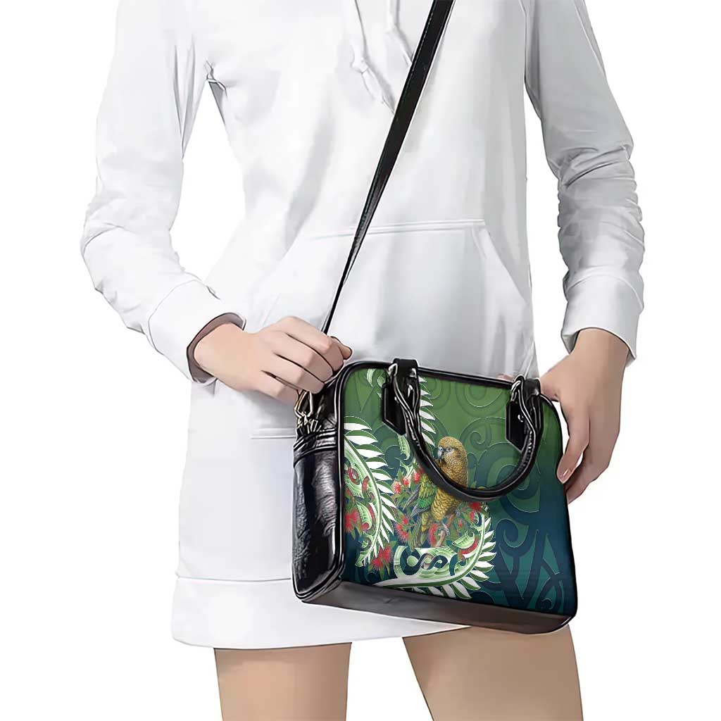 New Zealand Kea Bird Shoulder Handbag With Maori Koru Fern - Polynesian Pride
