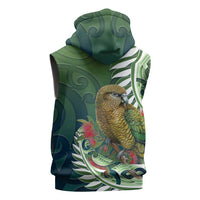 New Zealand Kea Bird Sleeveless Hoodie With Maori Koru Fern - Polynesian Pride