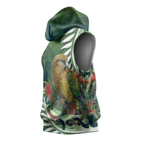 New Zealand Kea Bird Sleeveless Hoodie With Maori Koru Fern - Polynesian Pride