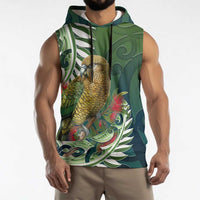 New Zealand Kea Bird Sleeveless Hoodie With Maori Koru Fern - Polynesian Pride