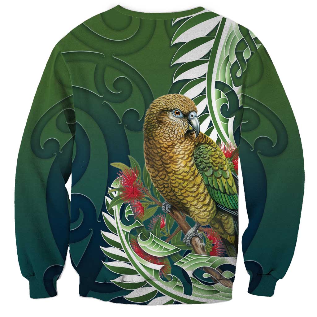 New Zealand Kea Bird Sweatshirt With Maori Koru Fern LT05 - Polynesian Pride