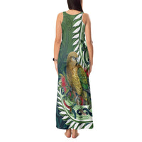 New Zealand Kea Bird Tank Maxi Dress With Maori Koru Fern - Polynesian Pride