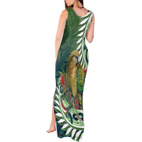 New Zealand Kea Bird Tank Maxi Dress With Maori Koru Fern - Polynesian Pride