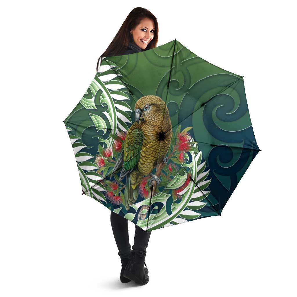 New Zealand Kea Bird Umbrella With Maori Koru Fern LT05 - Polynesian Pride