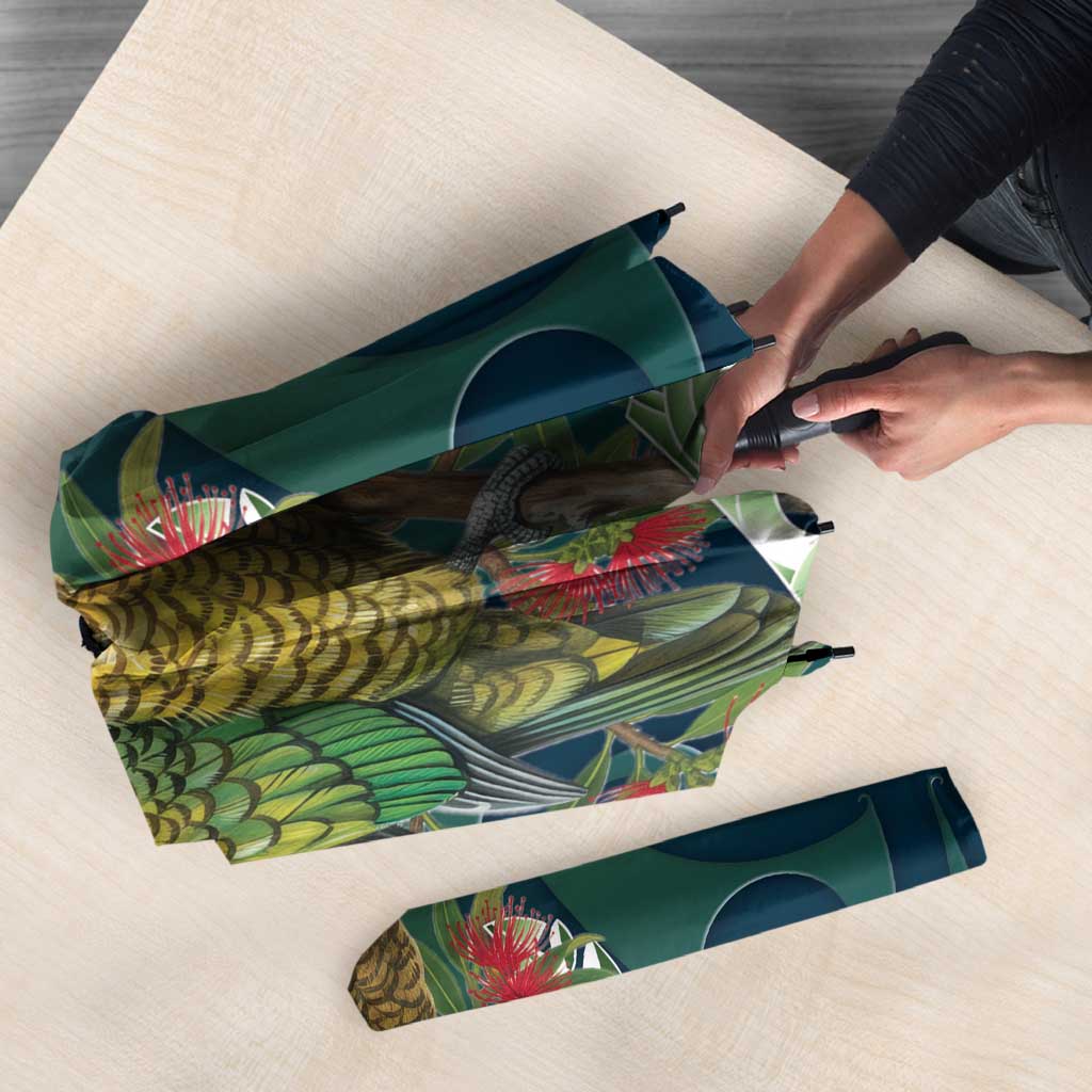 New Zealand Kea Bird Umbrella With Maori Koru Fern LT05 - Polynesian Pride
