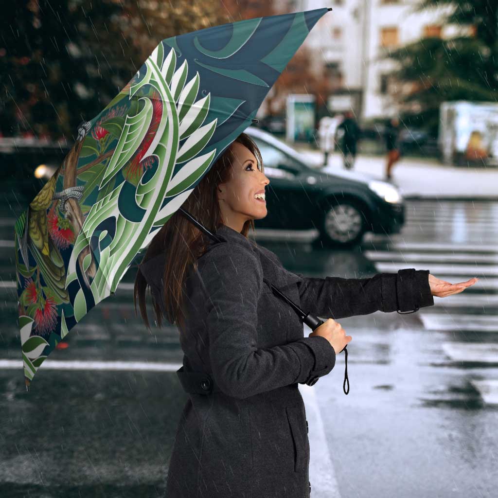 New Zealand Kea Bird Umbrella With Maori Koru Fern LT05 - Polynesian Pride
