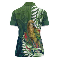 New Zealand Kea Bird Women Polo Shirt With Maori Koru Fern - Polynesian Pride