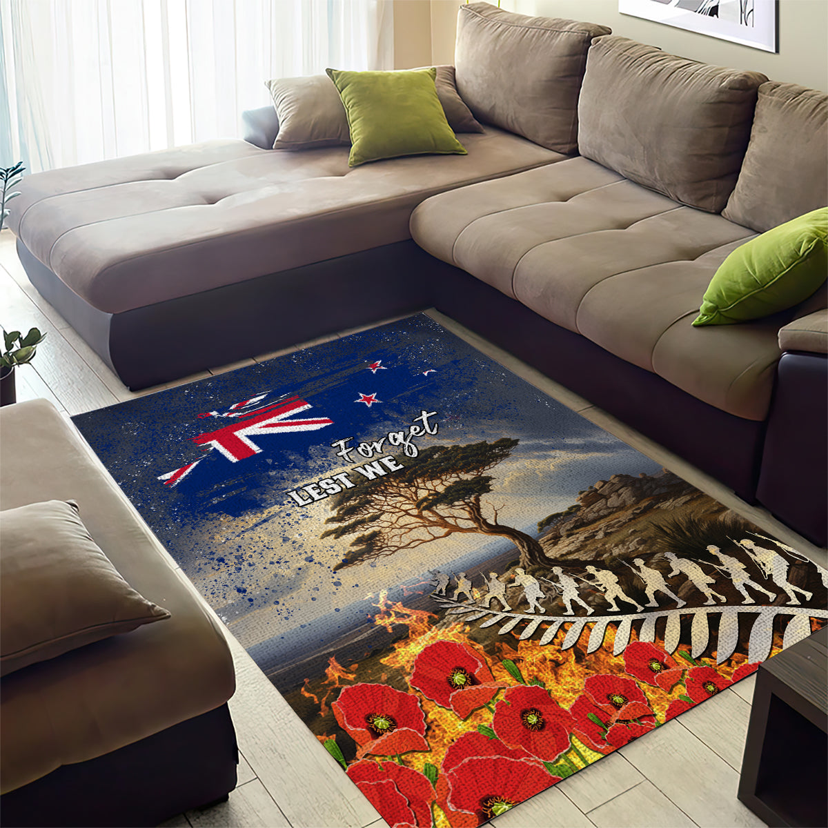 New Zealand ANZAC Day Area Rug The Lonesome Pine With Soldier Fern LT05 - Polynesian Pride