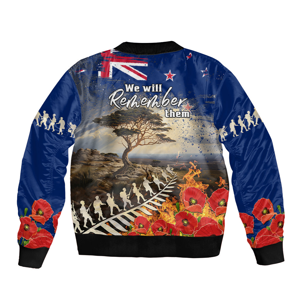 New Zealand ANZAC Day Bomber Jacket The Lonesome Pine With Soldier Fern LT05 - Polynesian Pride