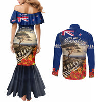 New Zealand ANZAC Day Couples Matching Mermaid Dress and Long Sleeve Button Shirt The Lonesome Pine With Soldier Fern LT05 - Polynesian Pride