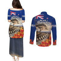 New Zealand ANZAC Day Couples Matching Puletasi and Long Sleeve Button Shirt The Lonesome Pine With Soldier Fern LT05 - Polynesian Pride