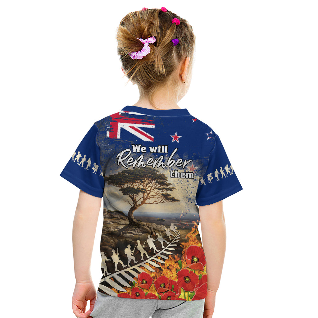 New Zealand ANZAC Day Kid T Shirt The Lonesome Pine With Soldier Fern LT05 - Polynesian Pride