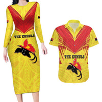Papua New Guinea Rugby Custom Couples Matching Long Sleeve Bodycon Dress and Hawaiian Shirt Kumuls Heritage