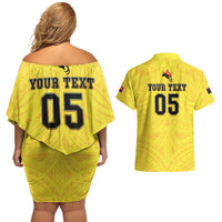Papua New Guinea Rugby Custom Couples Matching Off Shoulder Short Dress and Hawaiian Shirt Kumuls Heritage