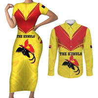 Papua New Guinea Rugby Custom Couples Matching Short Sleeve Bodycon Dress and Long Sleeve Button Shirt Kumuls Heritage