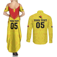 Papua New Guinea Rugby Custom Couples Matching Summer Maxi Dress and Long Sleeve Button Shirt Kumuls Heritage