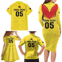 Papua New Guinea Rugby Custom Family Matching Long Sleeve Bodycon Dress and Hawaiian Shirt Kumuls Heritage