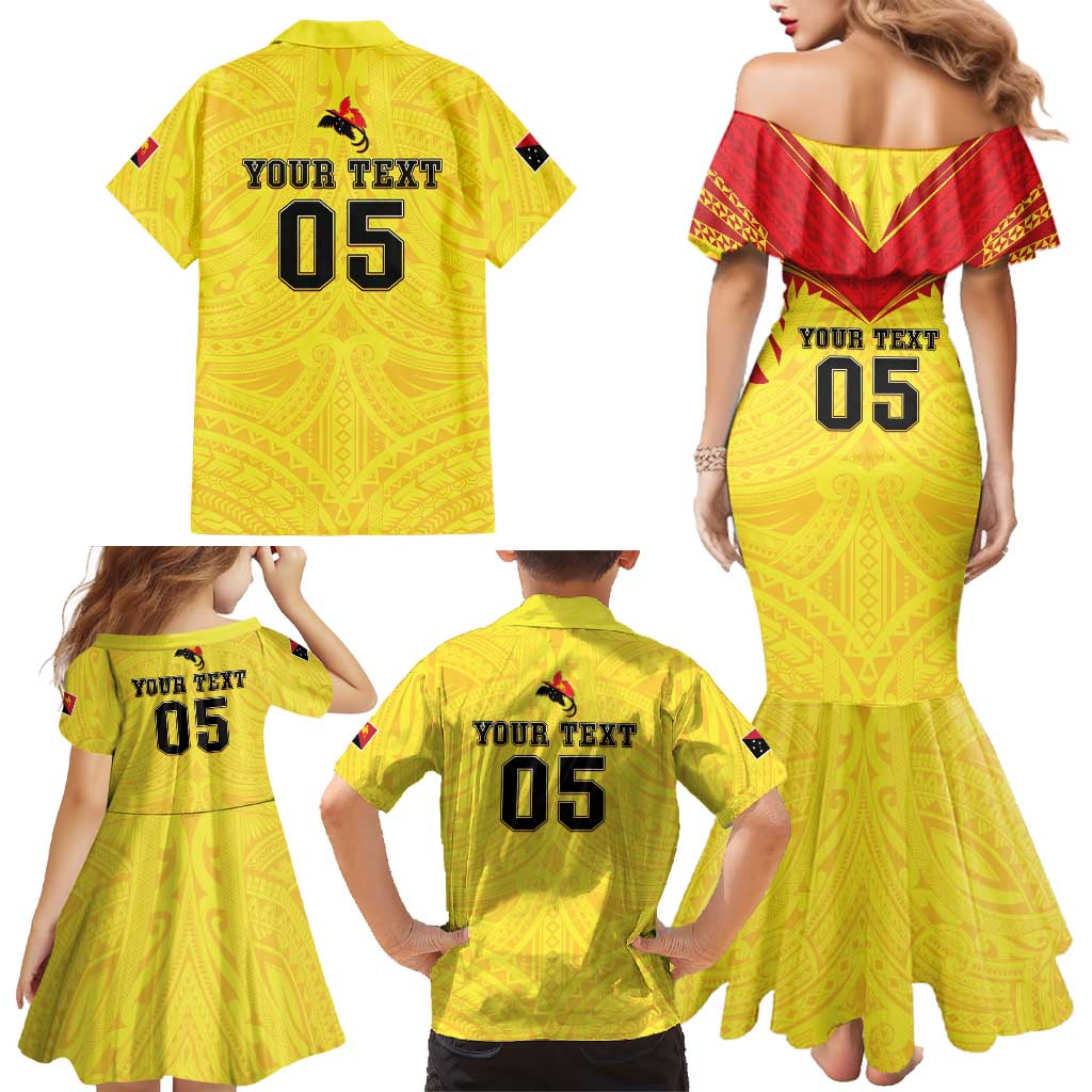 Papua New Guinea Rugby Custom Family Matching Mermaid Dress and Hawaiian Shirt Kumuls Heritage