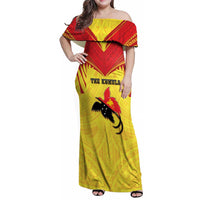Papua New Guinea Rugby Custom Family Matching Off Shoulder Maxi Dress and Hawaiian Shirt Kumuls Heritage
