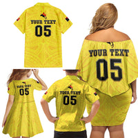 Papua New Guinea Rugby Custom Family Matching Off Shoulder Short Dress and Hawaiian Shirt Kumuls Heritage