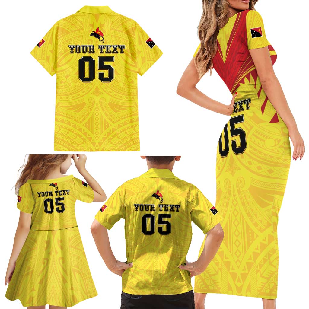 Papua New Guinea Rugby Custom Family Matching Short Sleeve Bodycon Dress and Hawaiian Shirt Kumuls Heritage
