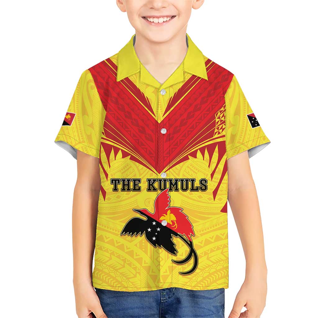 Papua New Guinea Rugby Custom Kid Hawaiian Shirt Kumuls Heritage LT05 Kid Yellow - Polynesian Pride