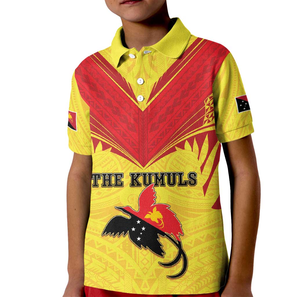 Papua New Guinea Rugby Custom Kid Polo Shirt Kumuls Heritage LT05 Kid Yellow - Polynesian Pride