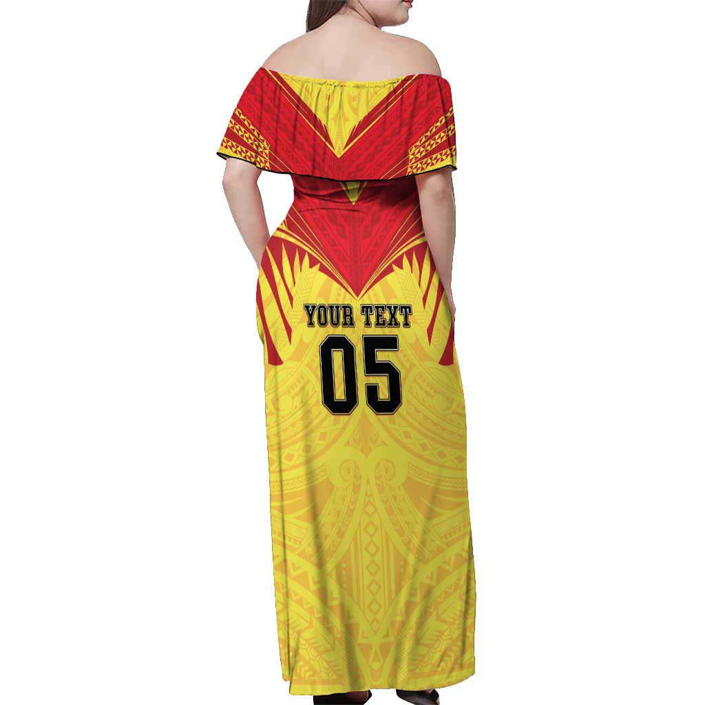 Papua New Guinea Rugby Custom Off Shoulder Maxi Dress Kumuls Heritage LT05 - Polynesian Pride