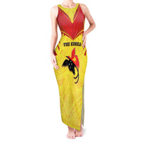 Papua New Guinea Rugby Custom Tank Maxi Dress Kumuls Heritage LT05 Women Yellow - Polynesian Pride