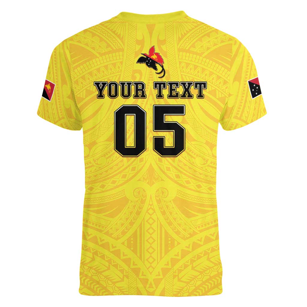 Papua New Guinea Rugby Custom Women V-Neck T-Shirt Kumuls Heritage LT05 - Polynesian Pride
