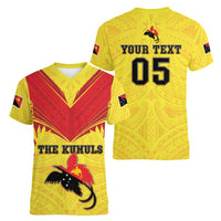Papua New Guinea Rugby Custom Women V-Neck T-Shirt Kumuls Heritage LT05 - Polynesian Pride