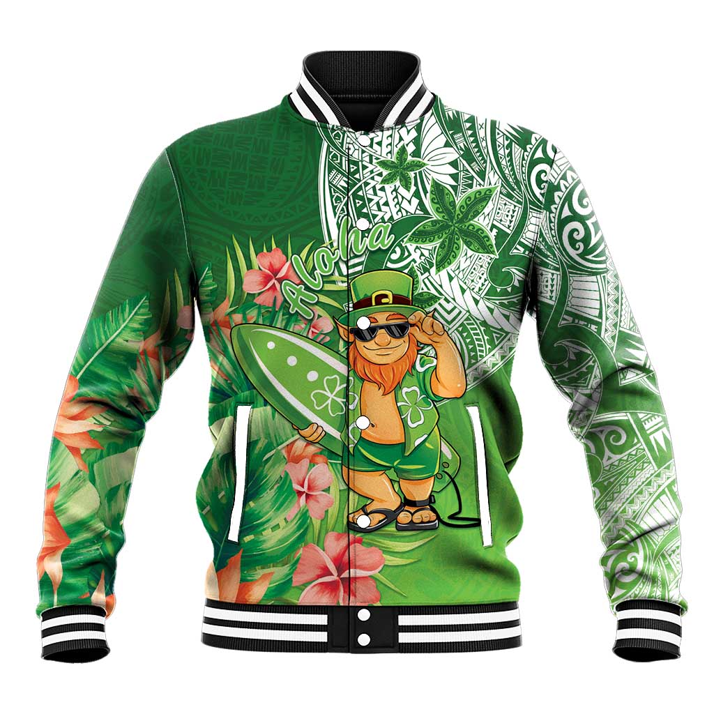 Aloha Hawaii St Patrick's Day Baseball Jacket Polynesian Style